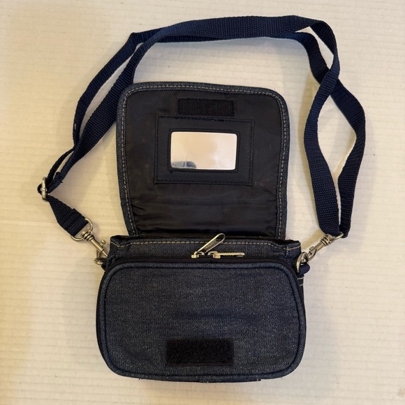 Mudd Denim Jean Red Blue Crossbody Bag Purse Y2K Satchel Bag - Picture 3 of 11
